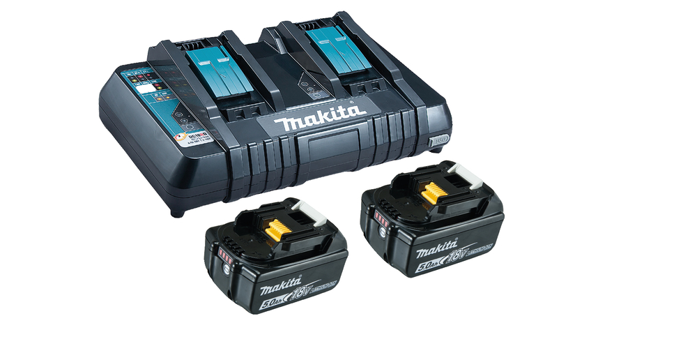 MAKITA Power Source Kit Li 18,0V/5Ah 199482-2 2 Akkus und Doppel-Ladegerät