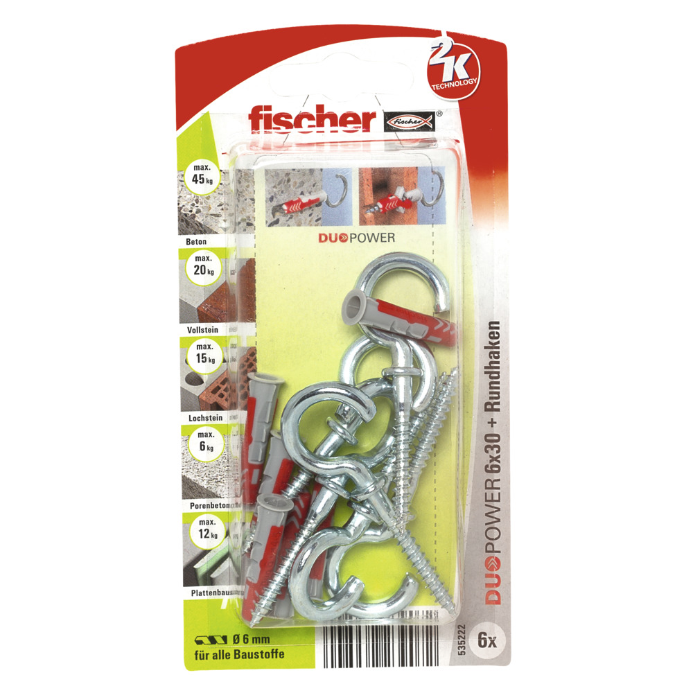 FISCHER Universaldübel Duopower 6x30 RH N K (6 Stück)