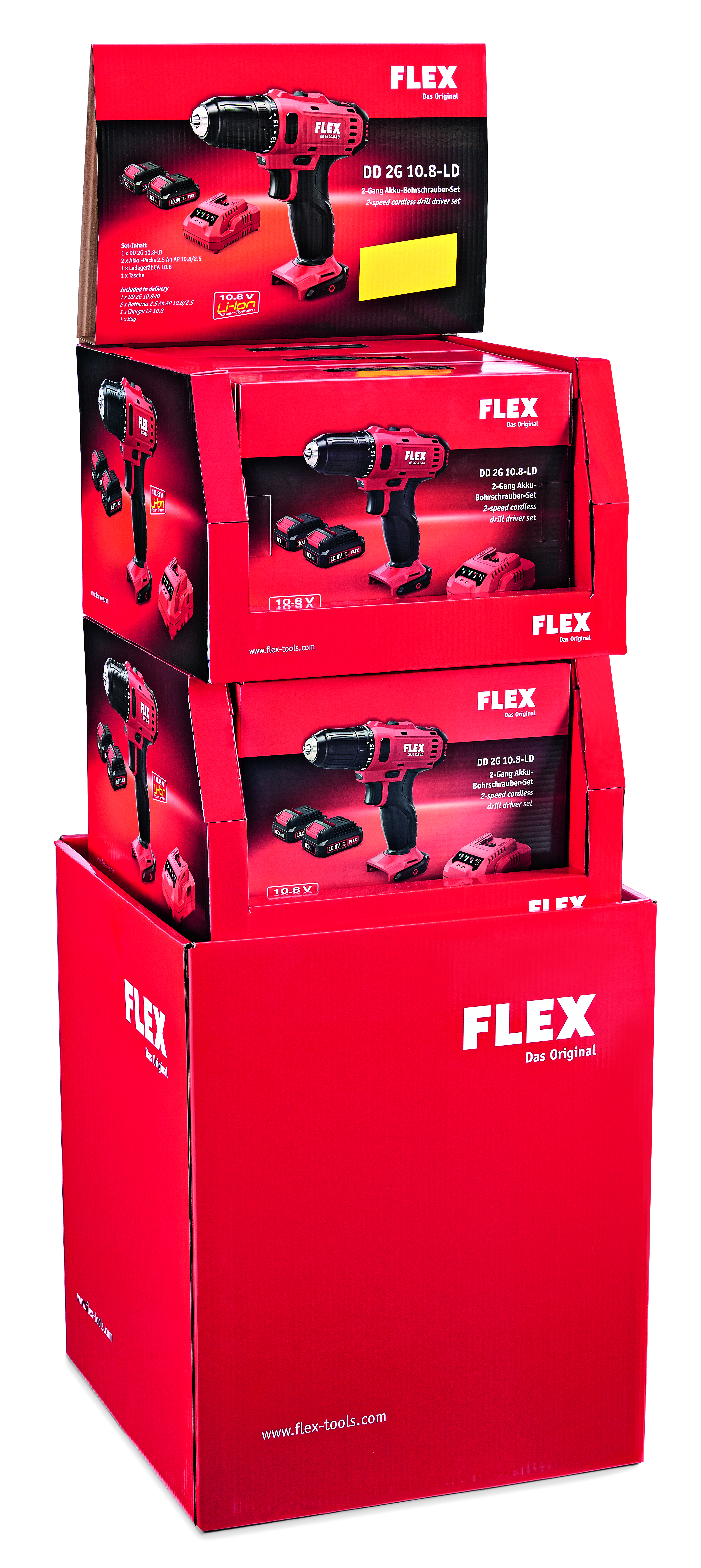 FLEX-ELEKTROWERKZEUGE Akku Bohrschrauber 10,8 V, 2 x 2,5 Akku DD 2G 10.8-LD Promo, Ladegerät + Tasche
