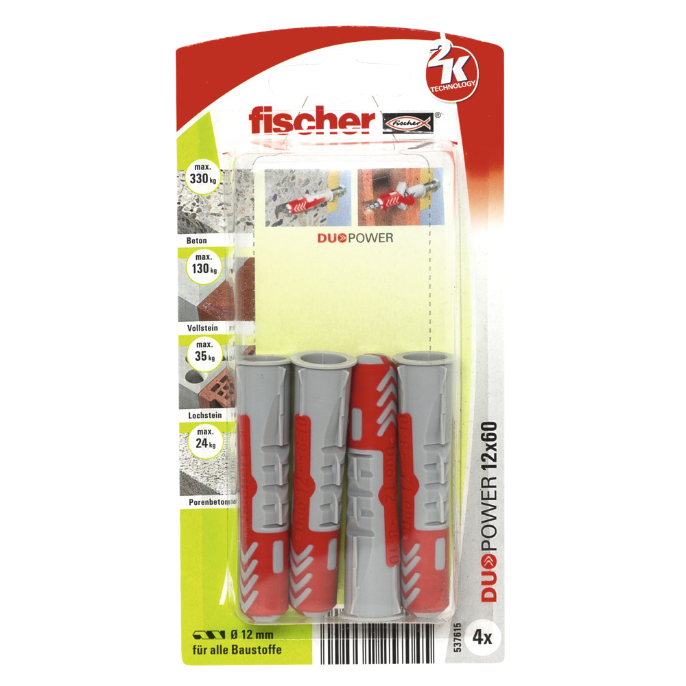 FISCHER Universaldübel Duopower 12x60 mm K (4 Stück)