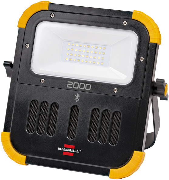 BRENNENSTUHL Strahler LED mobil mit Akku 20W Bluetooth Speaker, Akku wechselbar