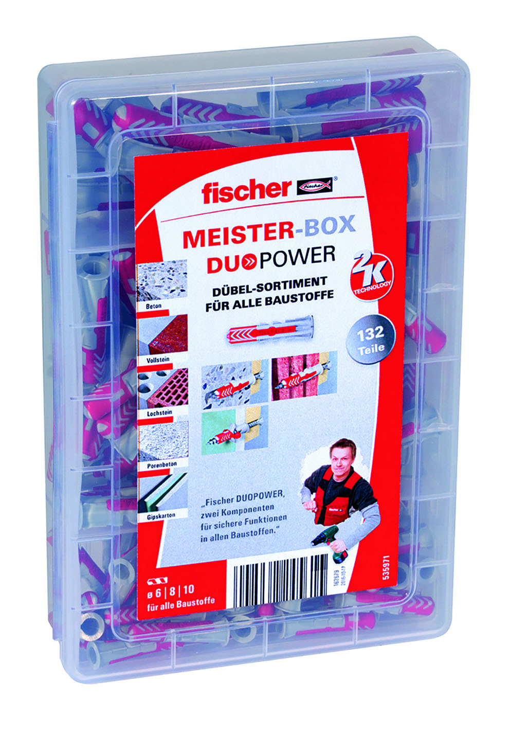 FISCHER Universaldübel Duopower sort. (132Stück) Meister-Box