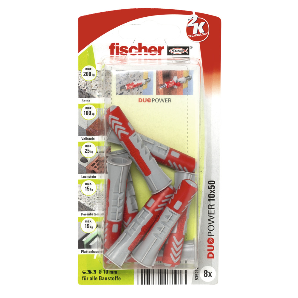 FISCHER Universaldübel Duopower 10x50 K (8 Stück)