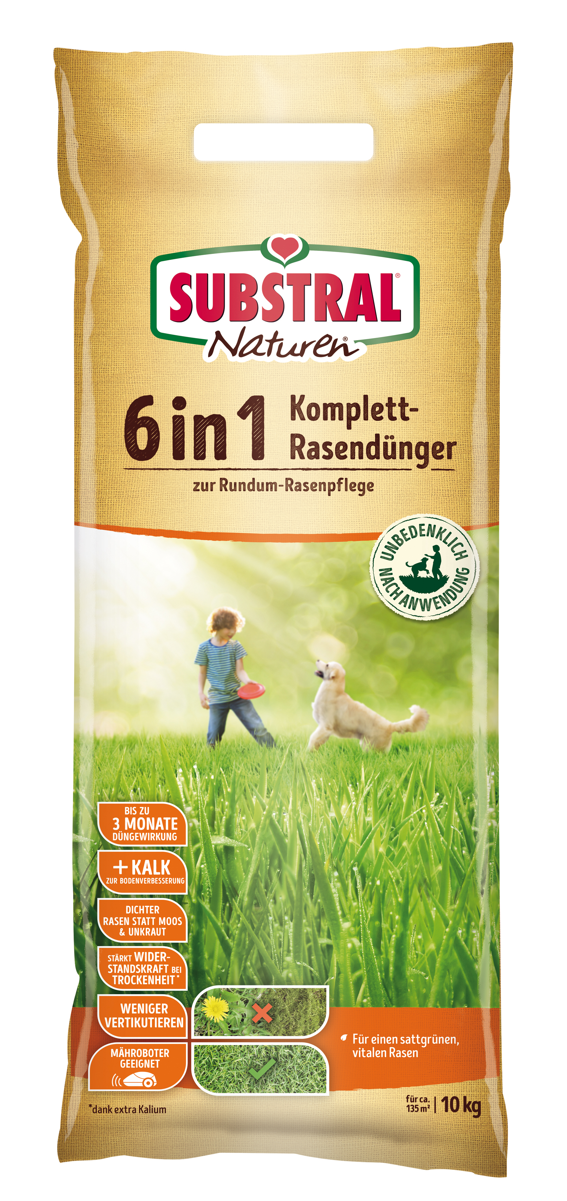 CELAFLOR Naturen 6 in1 Komplett Rasendünger 10kg Substral 135m²