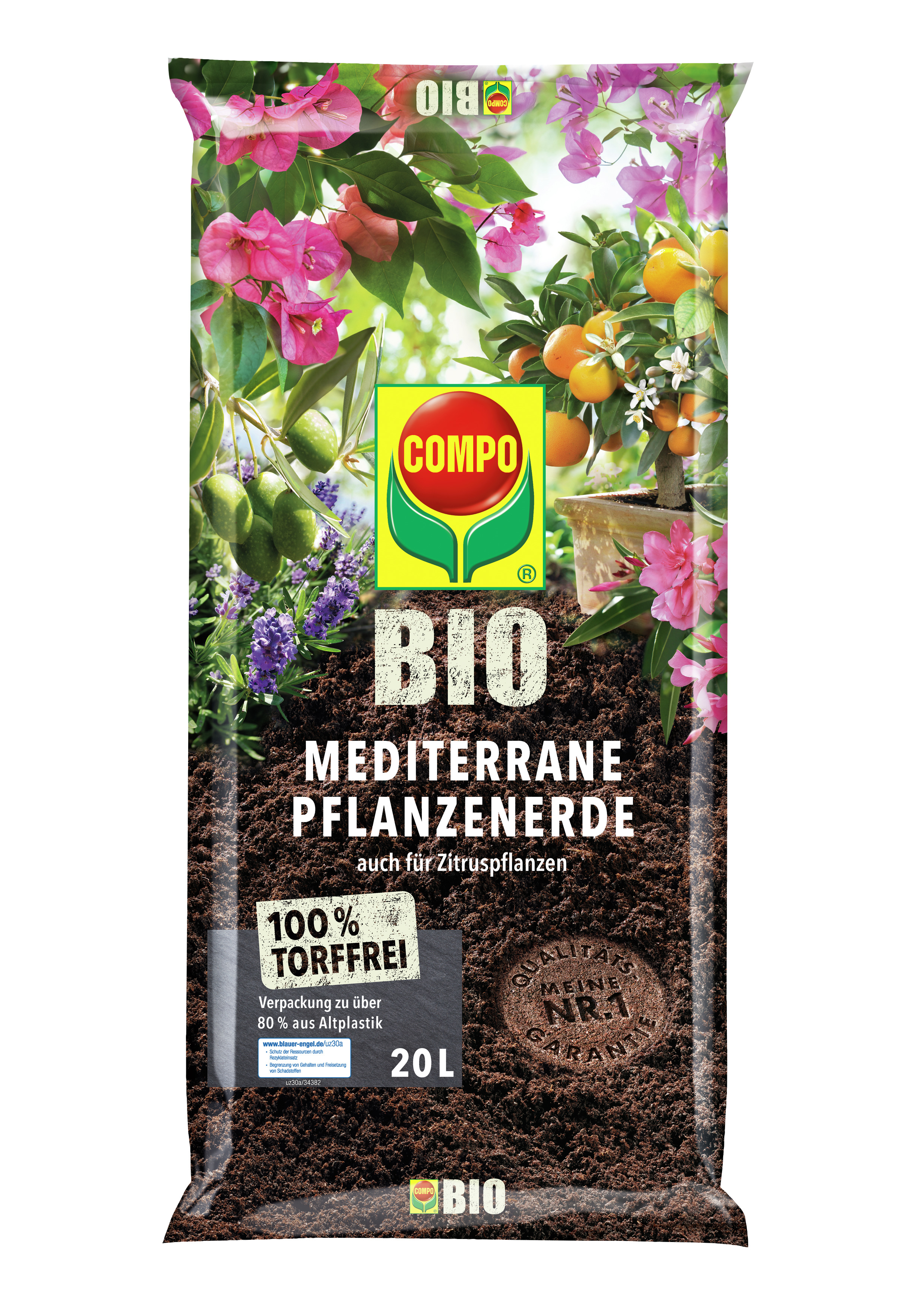 COMPO COMPO BIO Mediterrane Pflanzenerde 20l Compo PALETTEN-VE torffrei