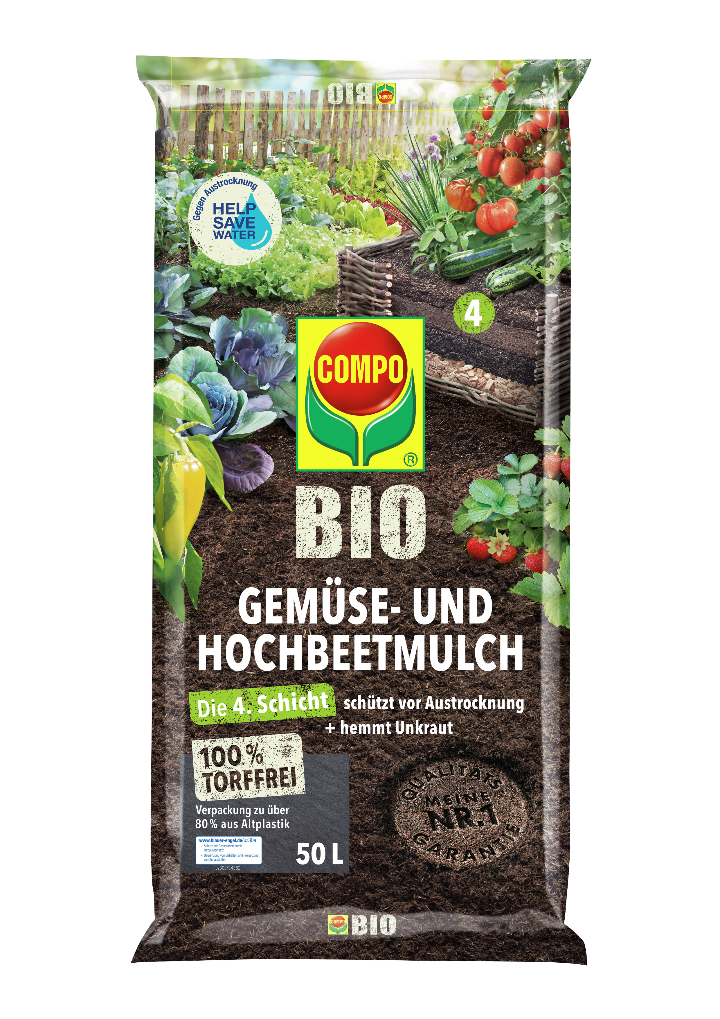 COMPO COMPO BIO Gemüse- Hochbeetmulch 50l Compo PALETTEN-VE